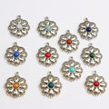 Vintage Antique Silver Flower Alloy Charms, DIY Handmade Jewelry Accessories for Earrings Necklaces Making